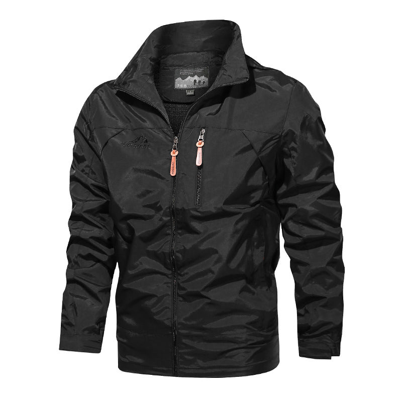 Men's Solid Color Hooded Jacket In Dyed Black, Made With Durable Polyester Fabric
