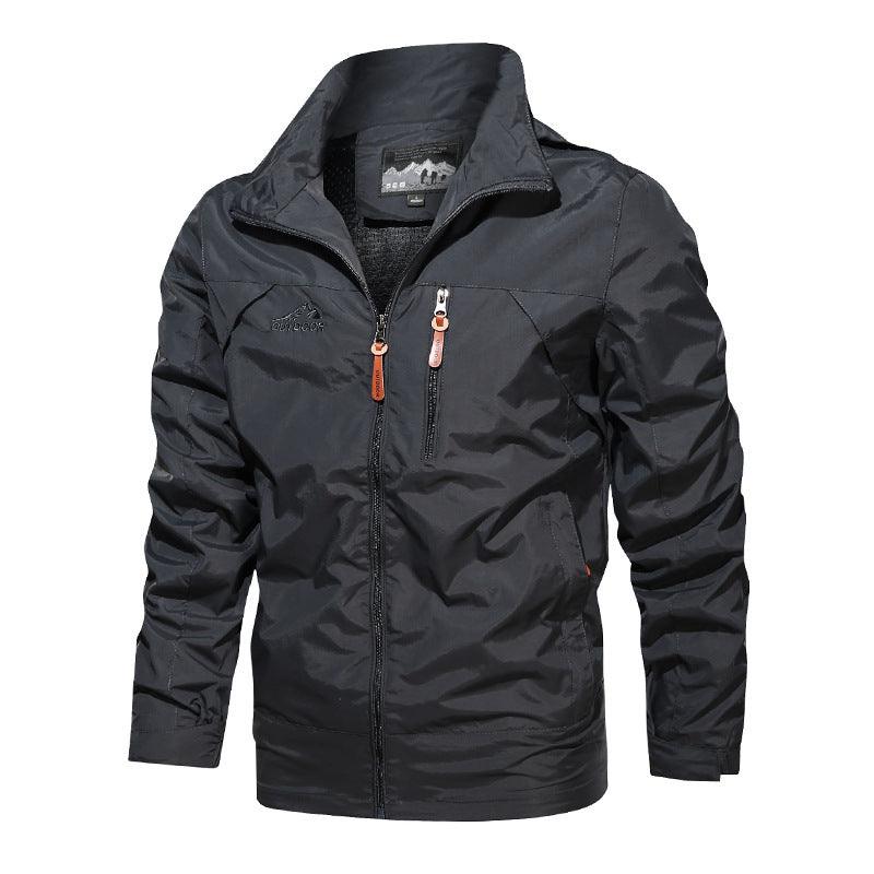 Men's Solid Color Hooded Jacket In Dyed Black, Made With Durable Polyester Fabric