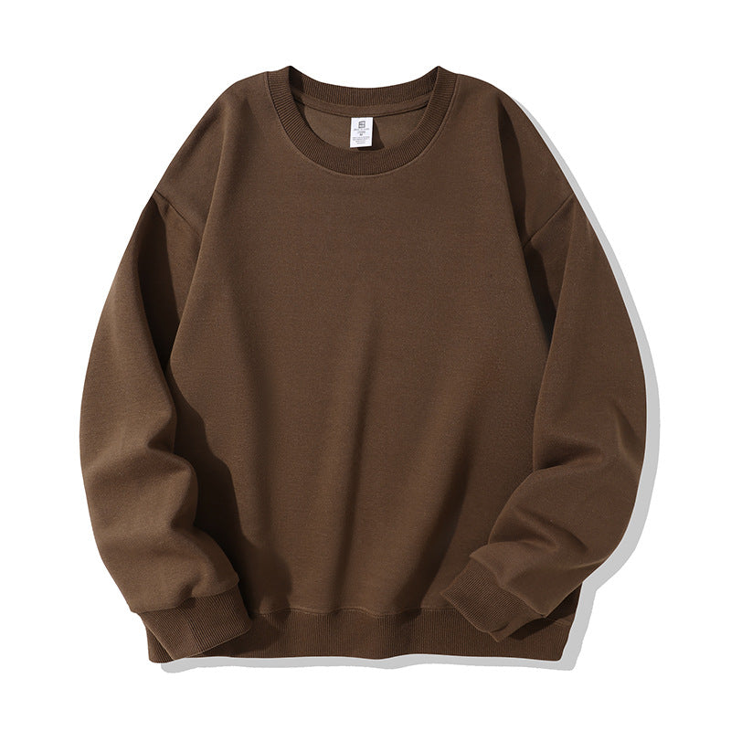 Men's Solid Color White Fleece Hoodie With Long Sleeve