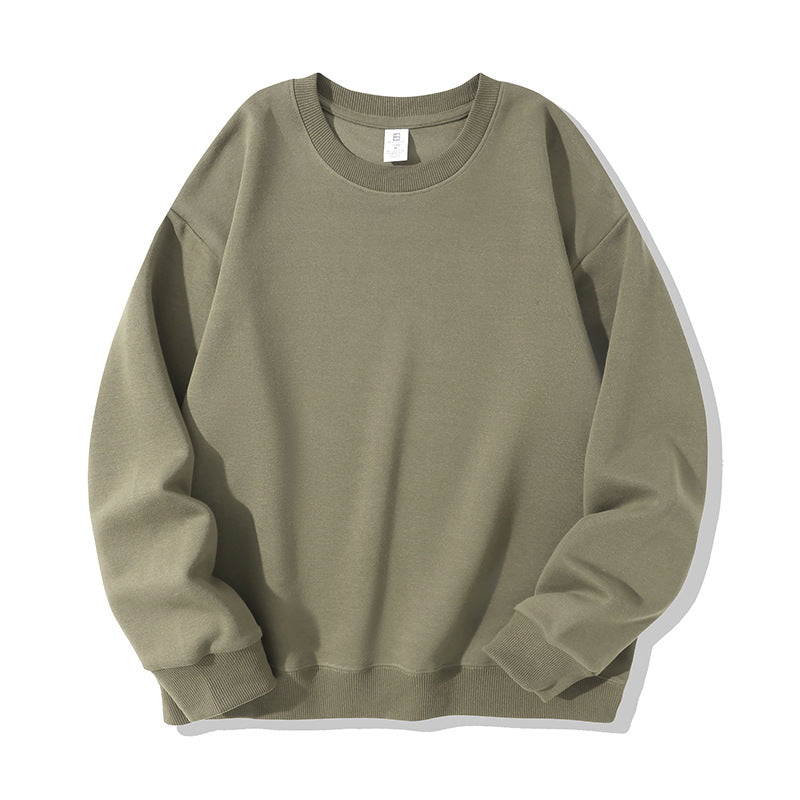 Men's Solid Color White Fleece Hoodie With Long Sleeve
