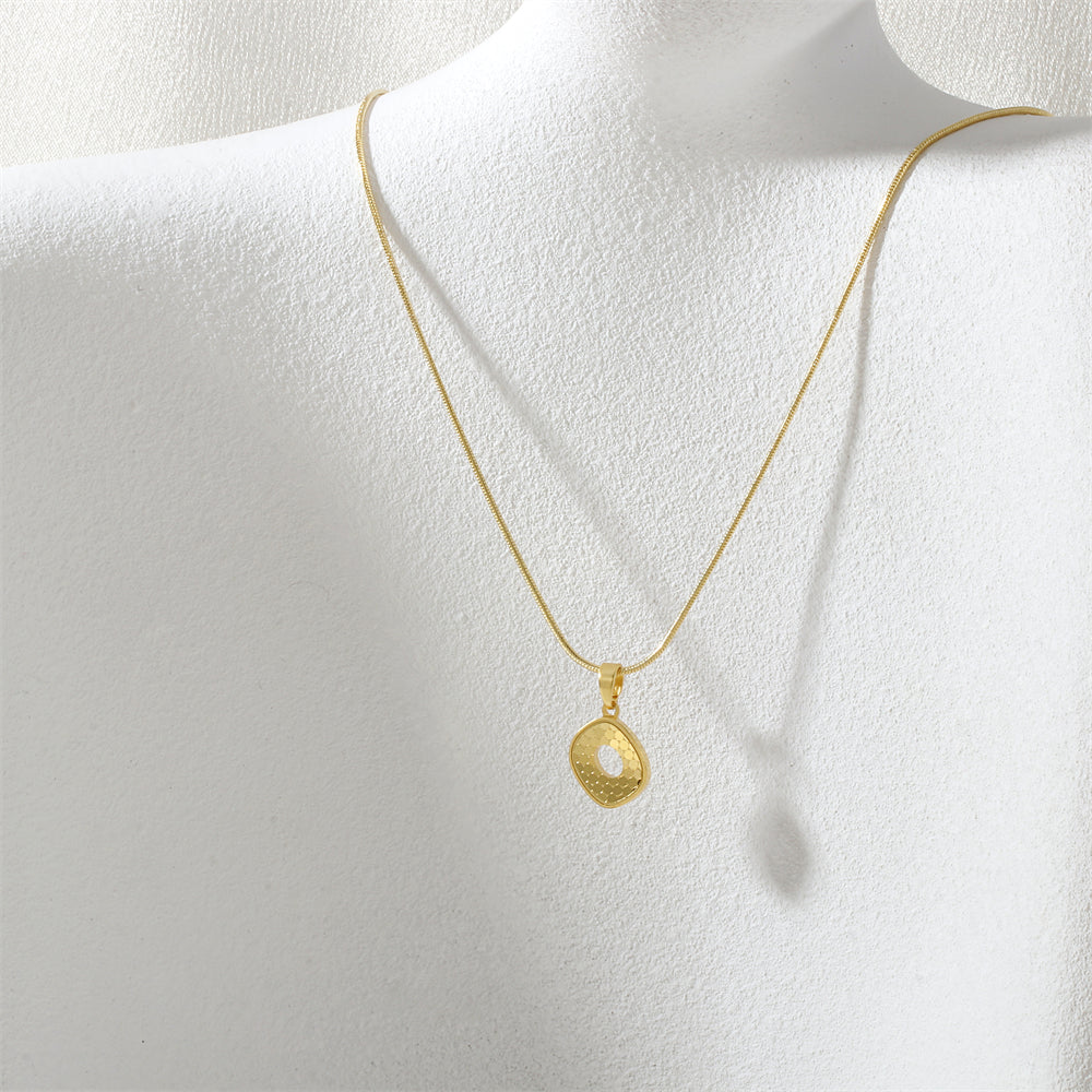 Electroplated Letter Necklace In IG Style With 18K Real Gold Plated Copper And Snake Chain