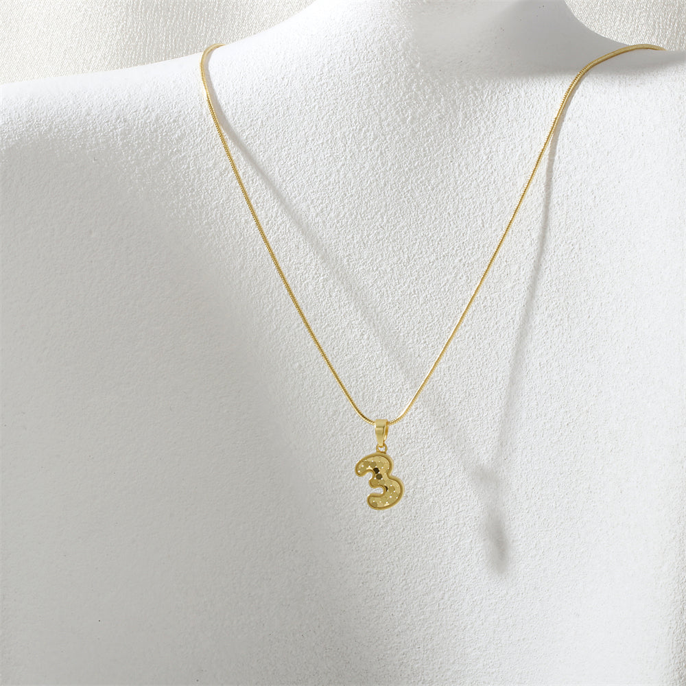 Electroplated Letter Necklace In IG Style With 18K Real Gold Plated Copper And Snake Chain