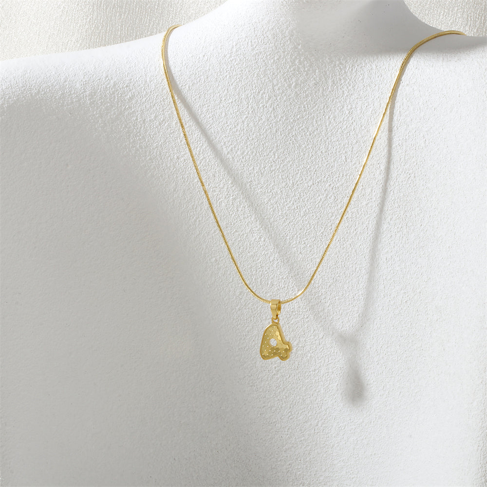 Electroplated Letter Necklace In IG Style With 18K Real Gold Plated Copper And Snake Chain