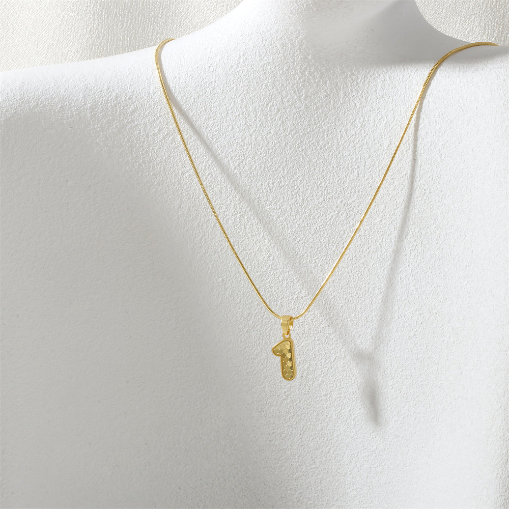 Electroplated Letter Necklace In IG Style With 18K Real Gold Plated Copper And Snake Chain