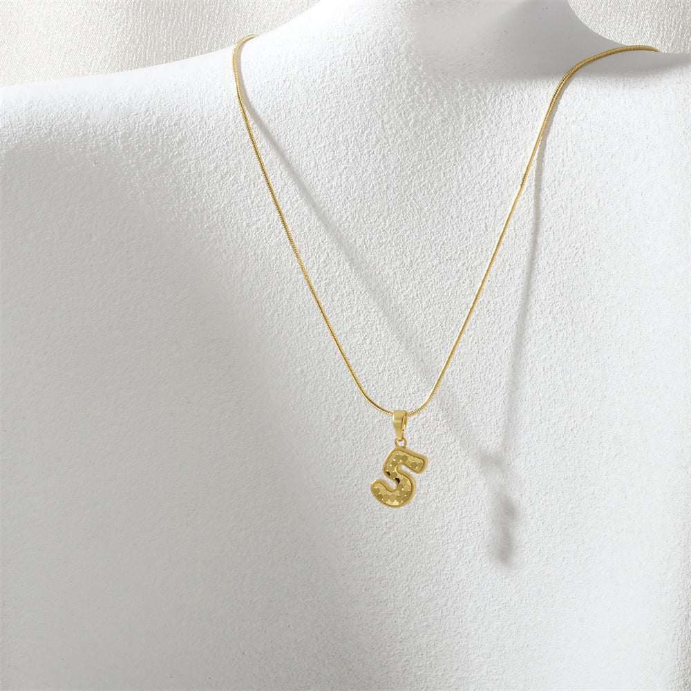 Electroplated Letter Necklace In IG Style With 18K Real Gold Plated Copper And Snake Chain