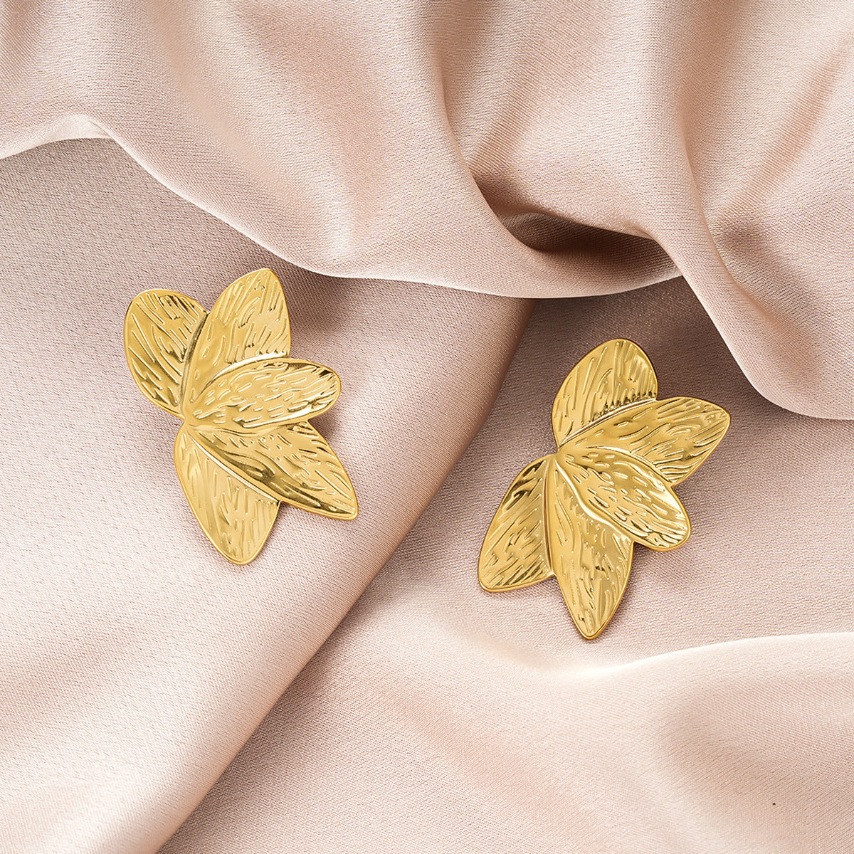 Geometric Electroplated Stud Earrings For Women In 18K Real Gold Plated 304 Stainless Steel With 0.03µm PVD Coated Layer