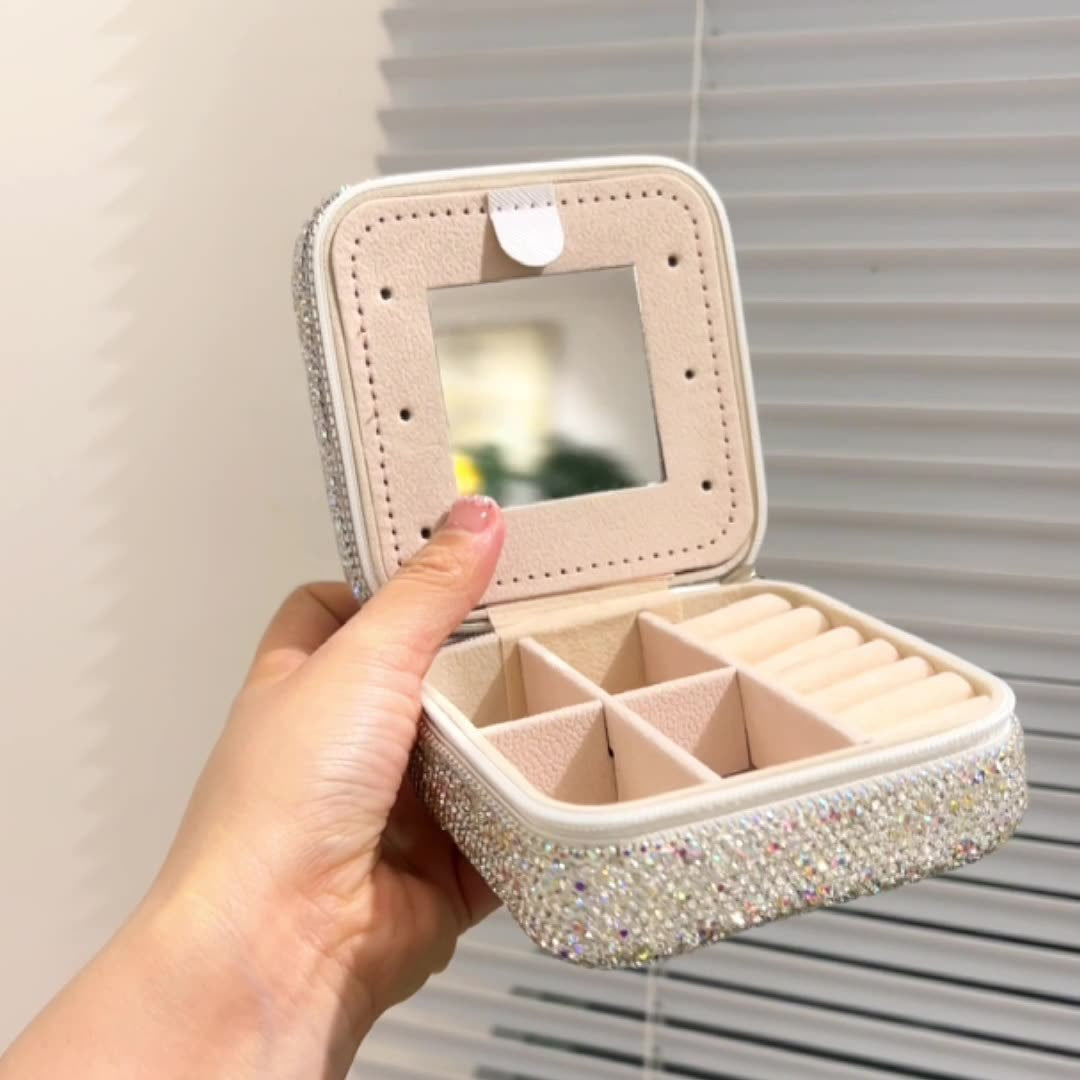 Glittery Jewelry Box Made Of Leather, Stylish And Durable Storage Solution