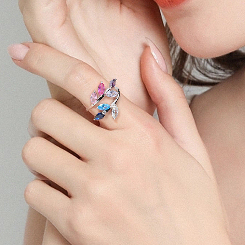 1 Piece 925 Sterling Silver Leaf Open Rings