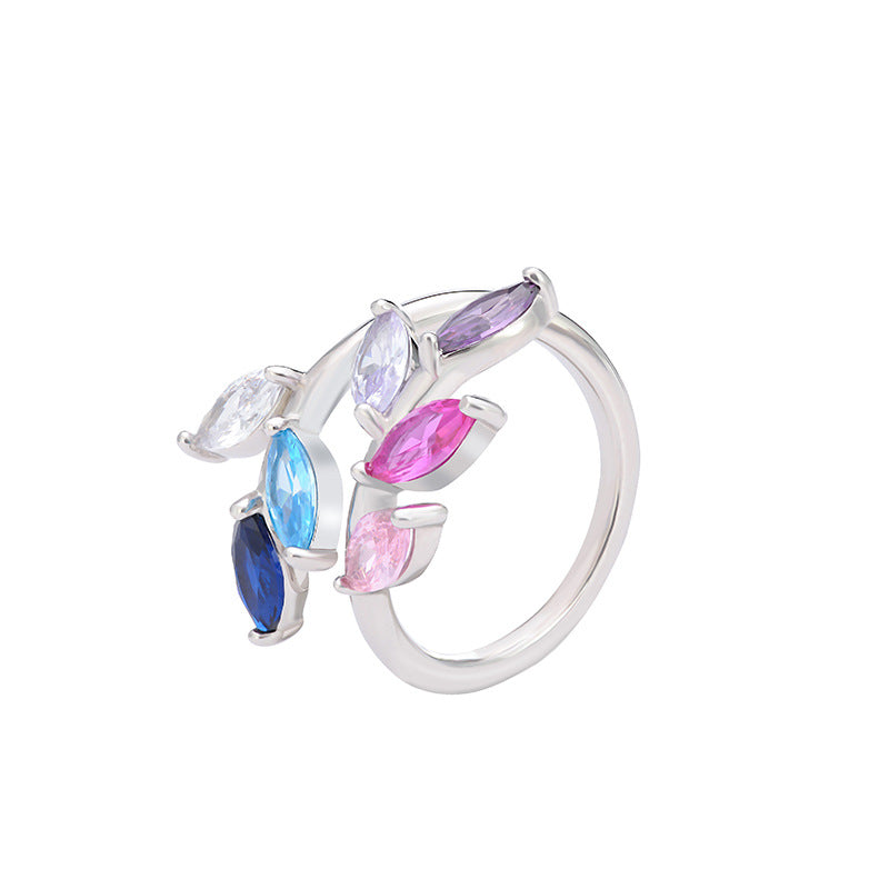 1 Piece 925 Sterling Silver Leaf Open Rings