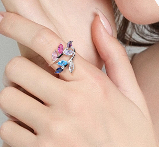 1 Piece 925 Sterling Silver Leaf Open Rings