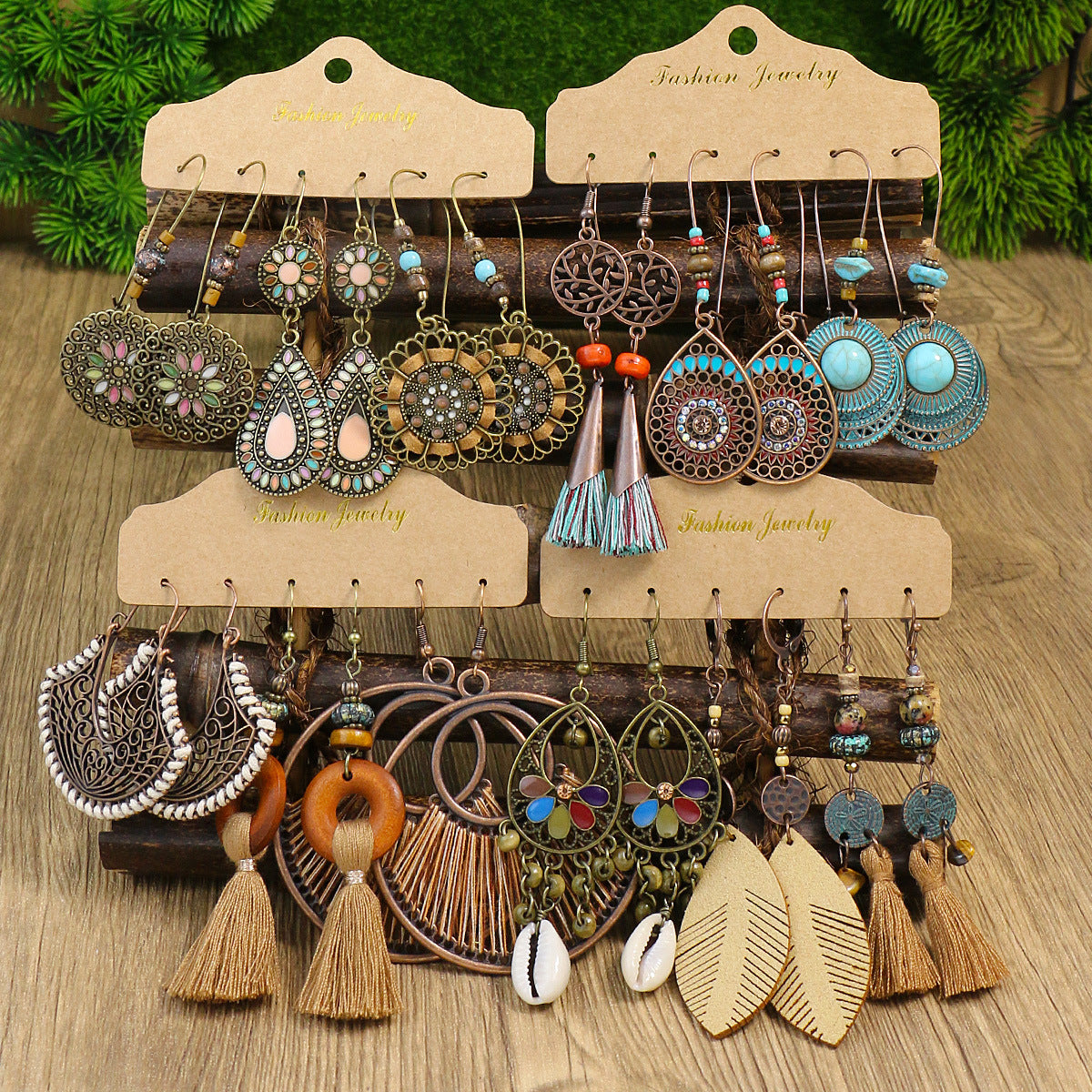 Explosions Bohemian Hollow Tassel Earrings Personality Joker Fishbone Accessories Drop Earrings Wholesale