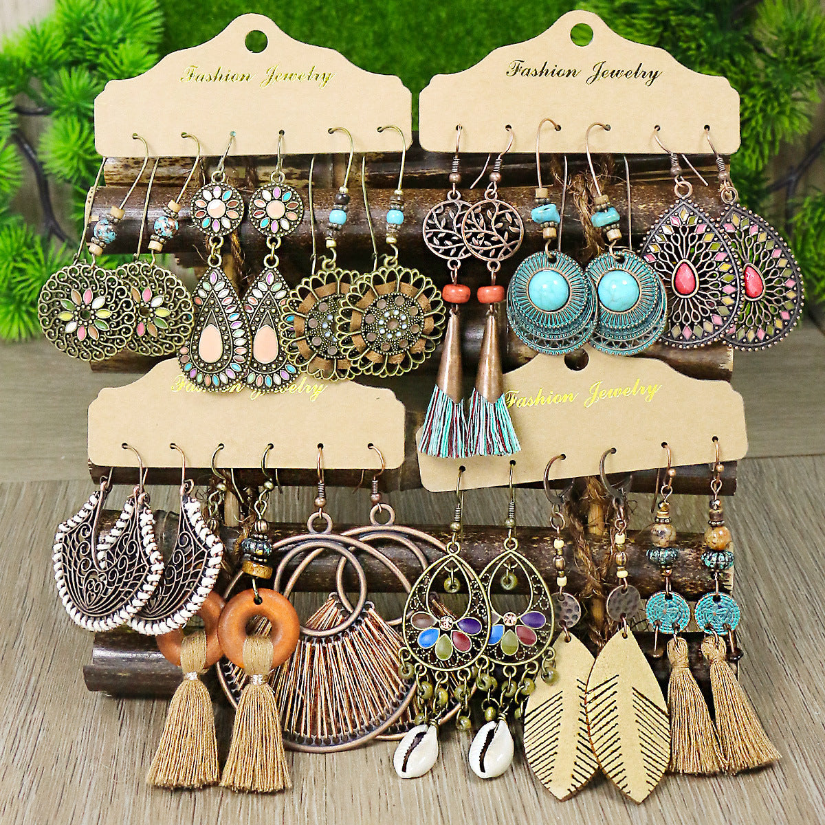 Explosions Bohemian Hollow Tassel Earrings Personality Joker Fishbone Accessories Drop Earrings Wholesale