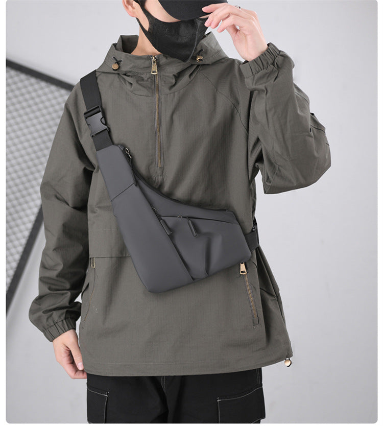 Men's Solid Color Nylon Fanny Pack With Anti-theft Design And Sling Strap
