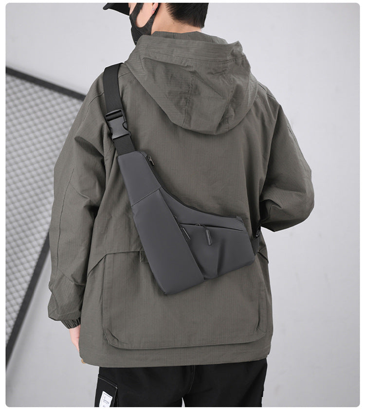 Men's Solid Color Nylon Fanny Pack With Anti-theft Design And Sling Strap
