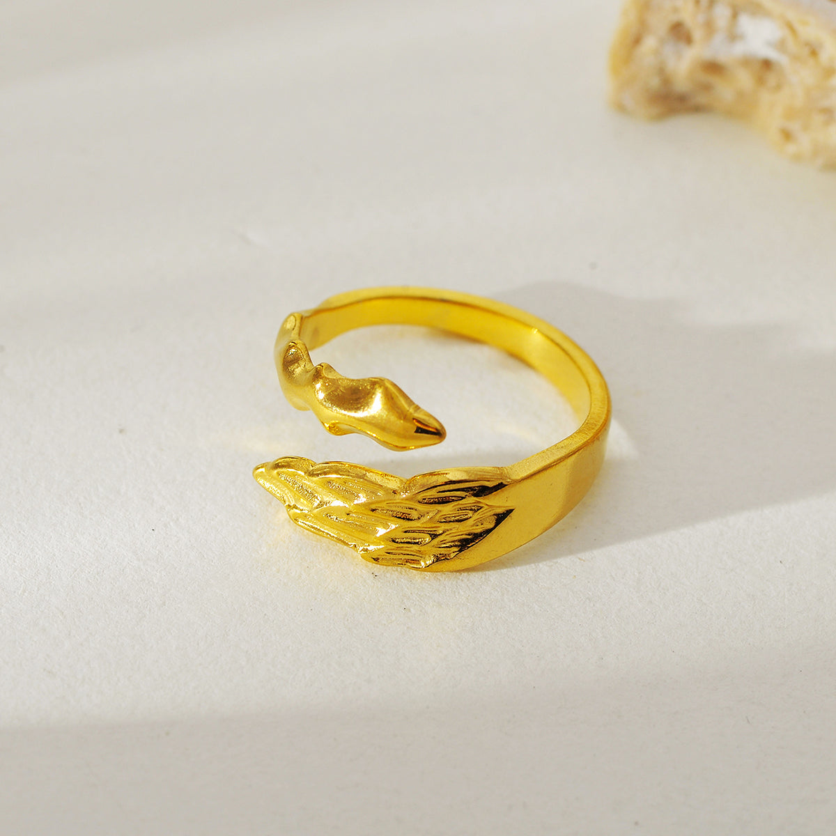 Geometric Open Rings For Women In 304 Stainless Steel With Electroplated 18K Real Gold Plated PVD Coating And 0.01µm Thickness