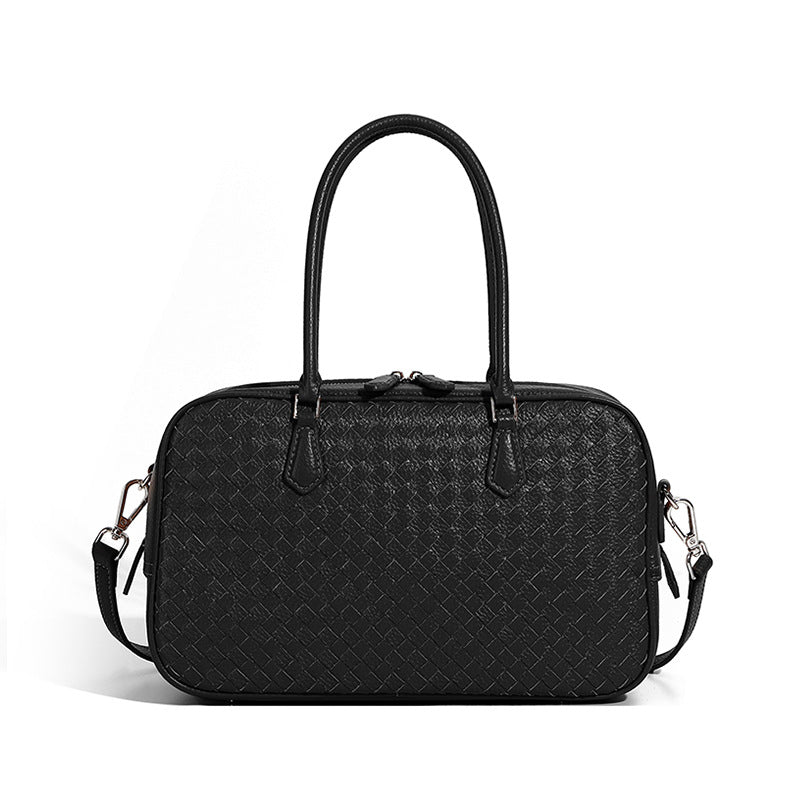 Handcrafted Leather Woven Handbag Top Layer Cowhide Single Shoulder Crossbody Commuter Bag For Women Autumn New Arrival