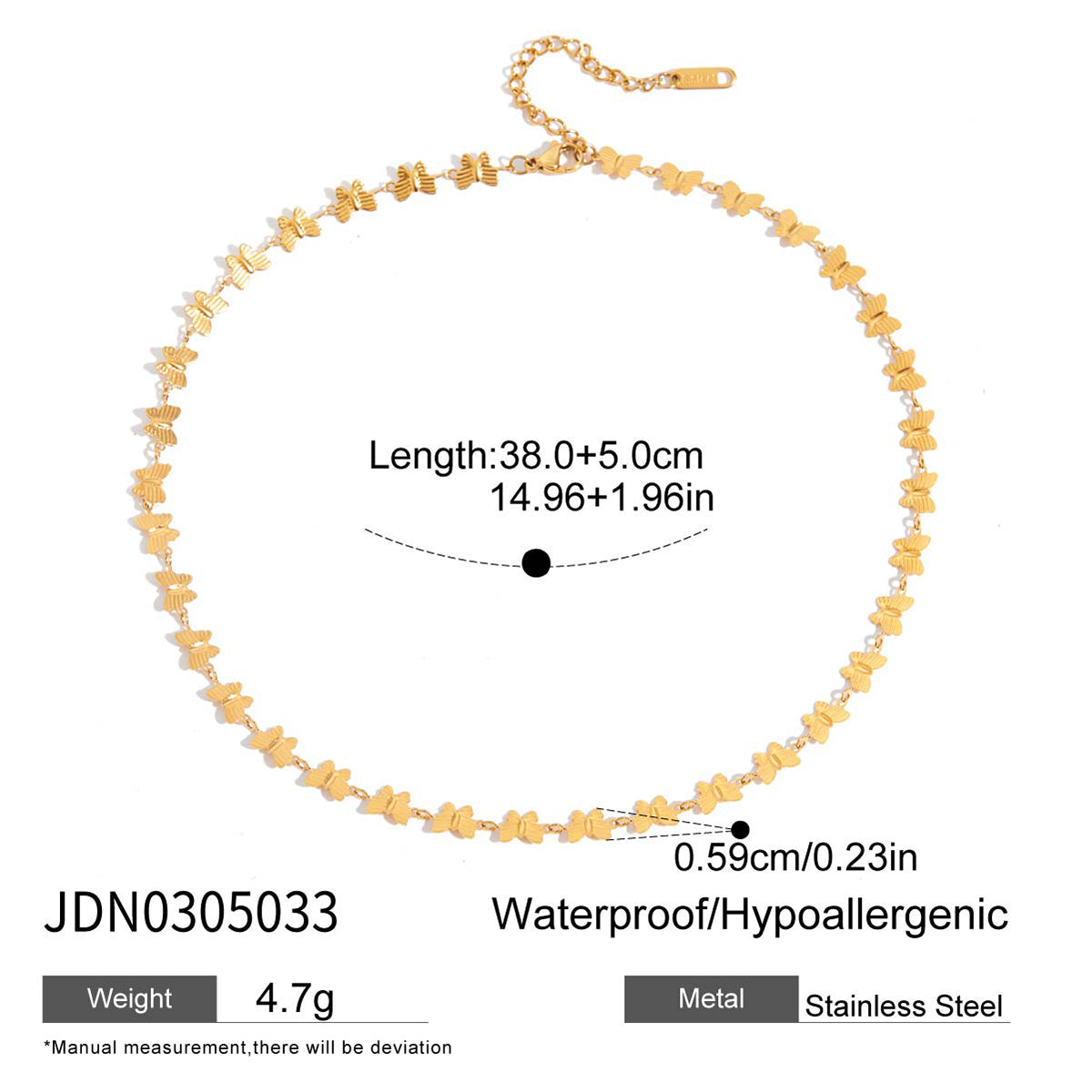 Geometric Waterproof Necklace For Women, 18K Gold Plated 304 Stainless Steel With Zircon Inlay, PVD Coated