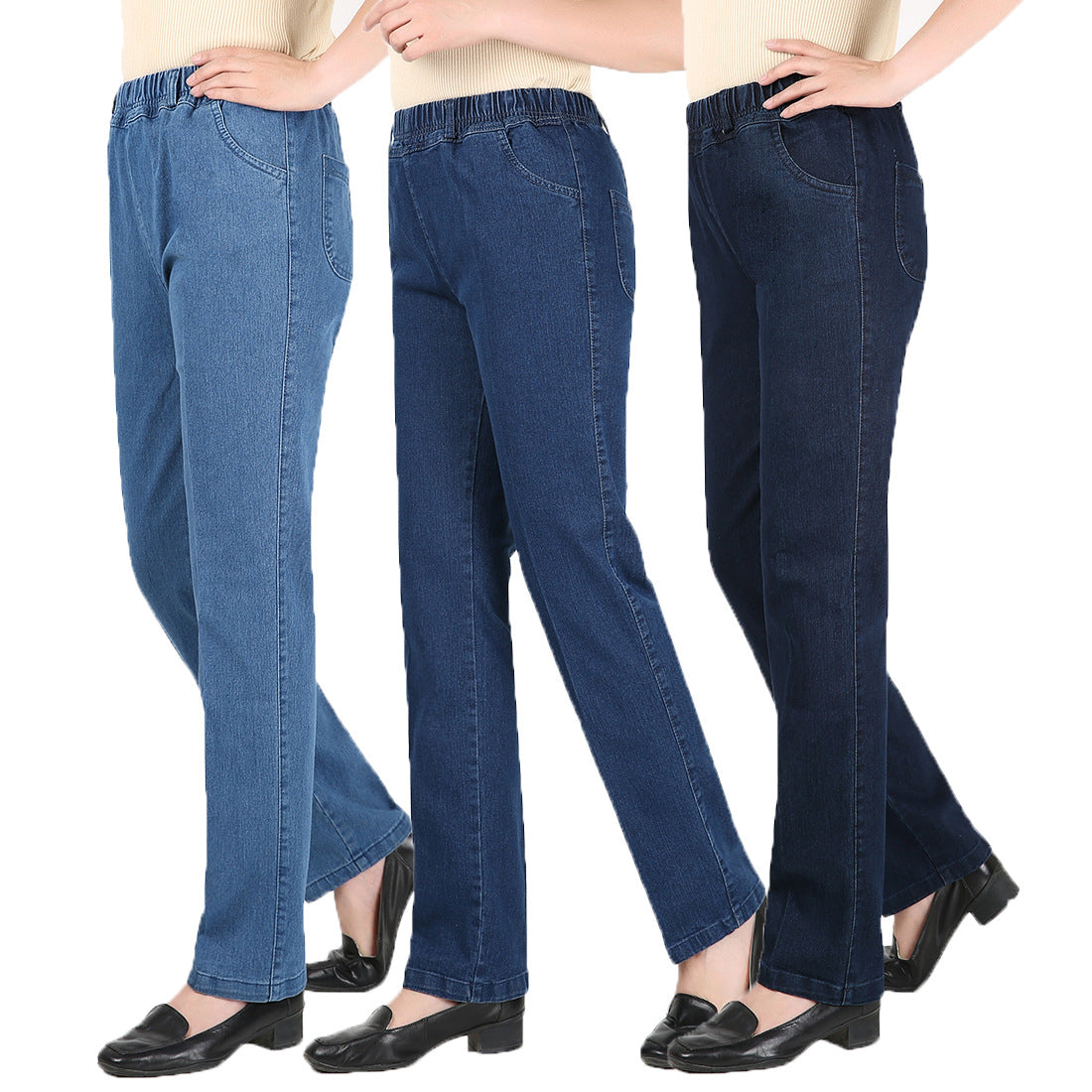 Casual High Waist Women's Jeans In Dark Color Featuring Washed Design With 71%-80% Fabric Composition, Pencil Fit