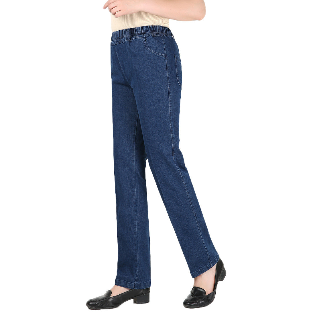 Casual High Waist Women's Jeans In Dark Color Featuring Washed Design With 71%-80% Fabric Composition, Pencil Fit