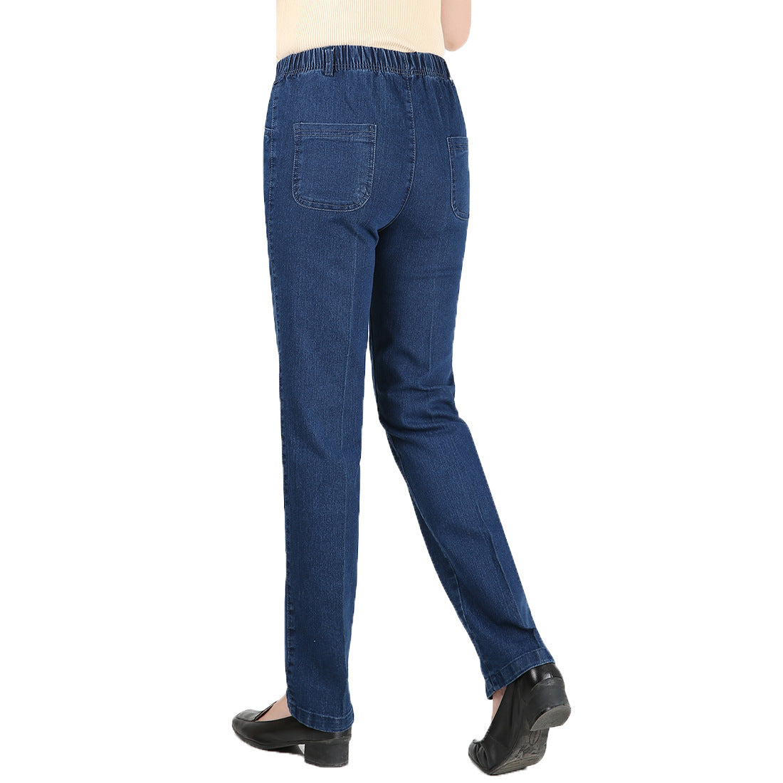 Casual High Waist Women's Jeans In Dark Color Featuring Washed Design With 71%-80% Fabric Composition, Pencil Fit