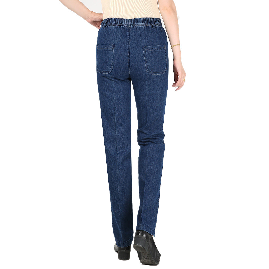 Casual High Waist Women's Jeans In Dark Color Featuring Washed Design With 71%-80% Fabric Composition, Pencil Fit