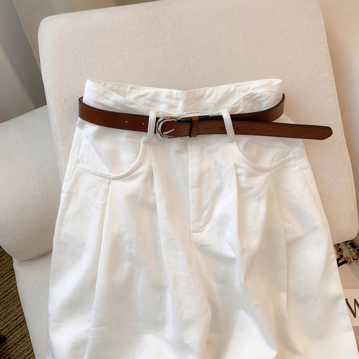 Basic Style Loose Fit Jeans For Women In Printed Fabric, Featuring Micro-Elastic Comfort With A Chic Mature Look