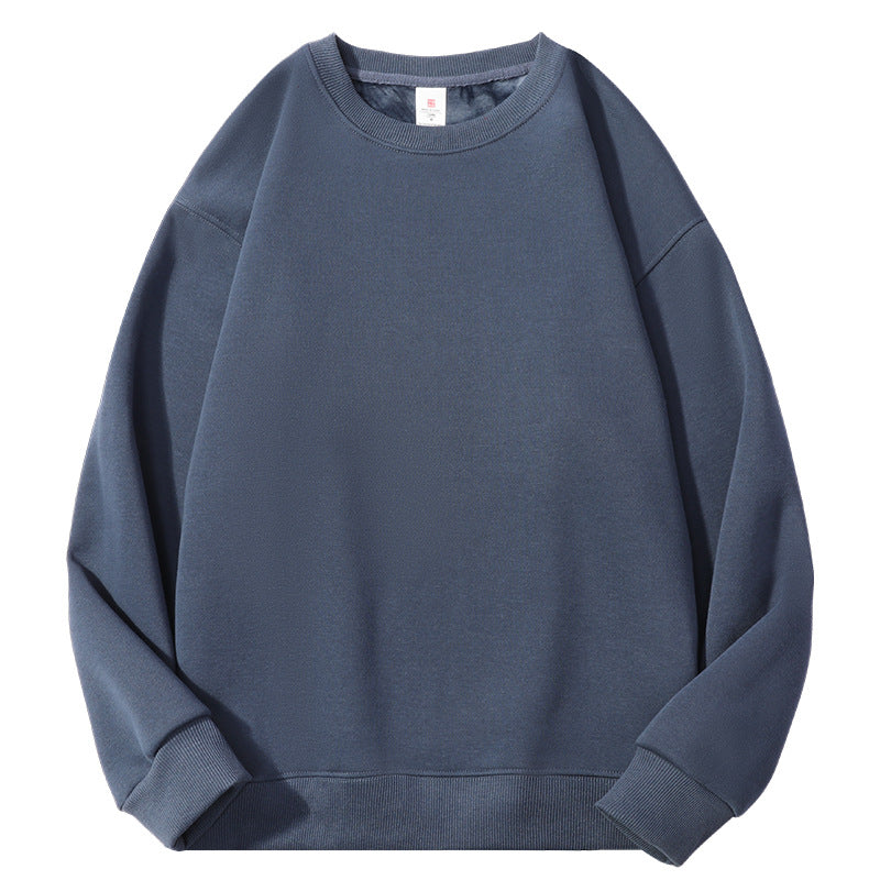Men's Solid Color White Fleece Hoodie With Long Sleeve