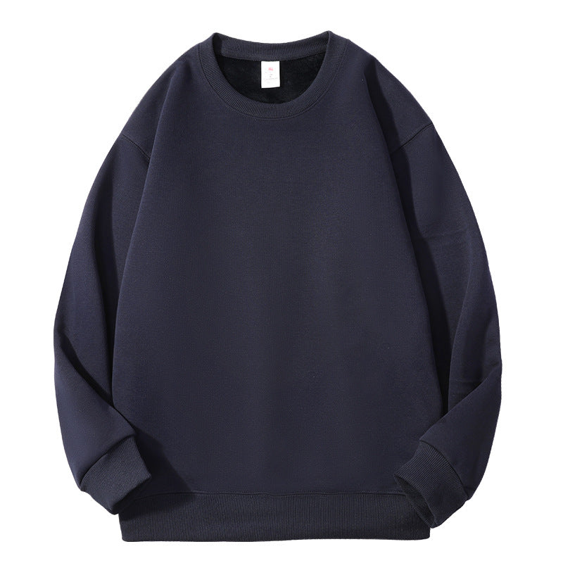 Men's Solid Color White Fleece Hoodie With Long Sleeve