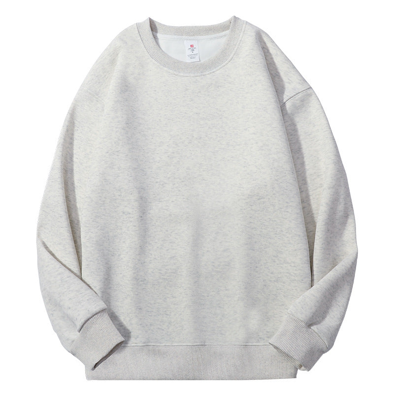 Men's Solid Color White Fleece Hoodie With Long Sleeve