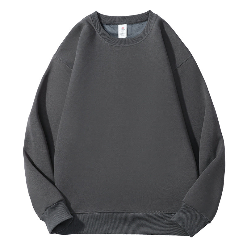 Men's Solid Color White Fleece Hoodie With Long Sleeve