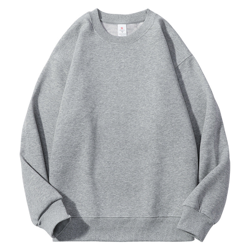 Men's Solid Color White Fleece Hoodie With Long Sleeve