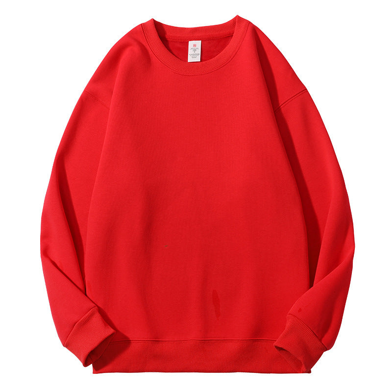 Men's Solid Color White Fleece Hoodie With Long Sleeve