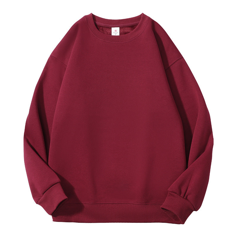 Men's Solid Color White Fleece Hoodie With Long Sleeve
