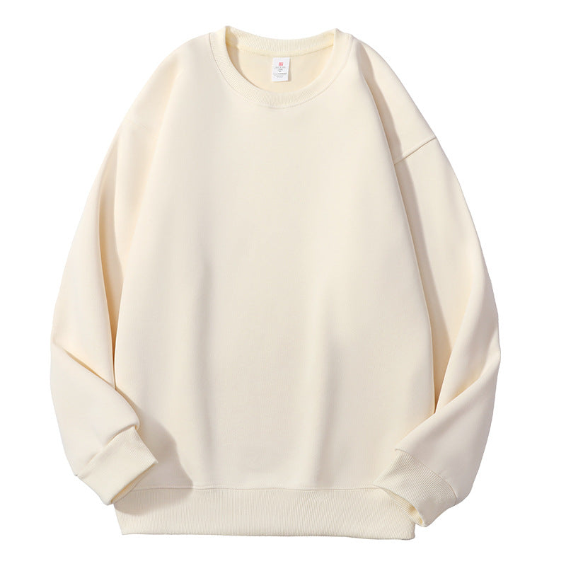 Men's Solid Color White Fleece Hoodie With Long Sleeve