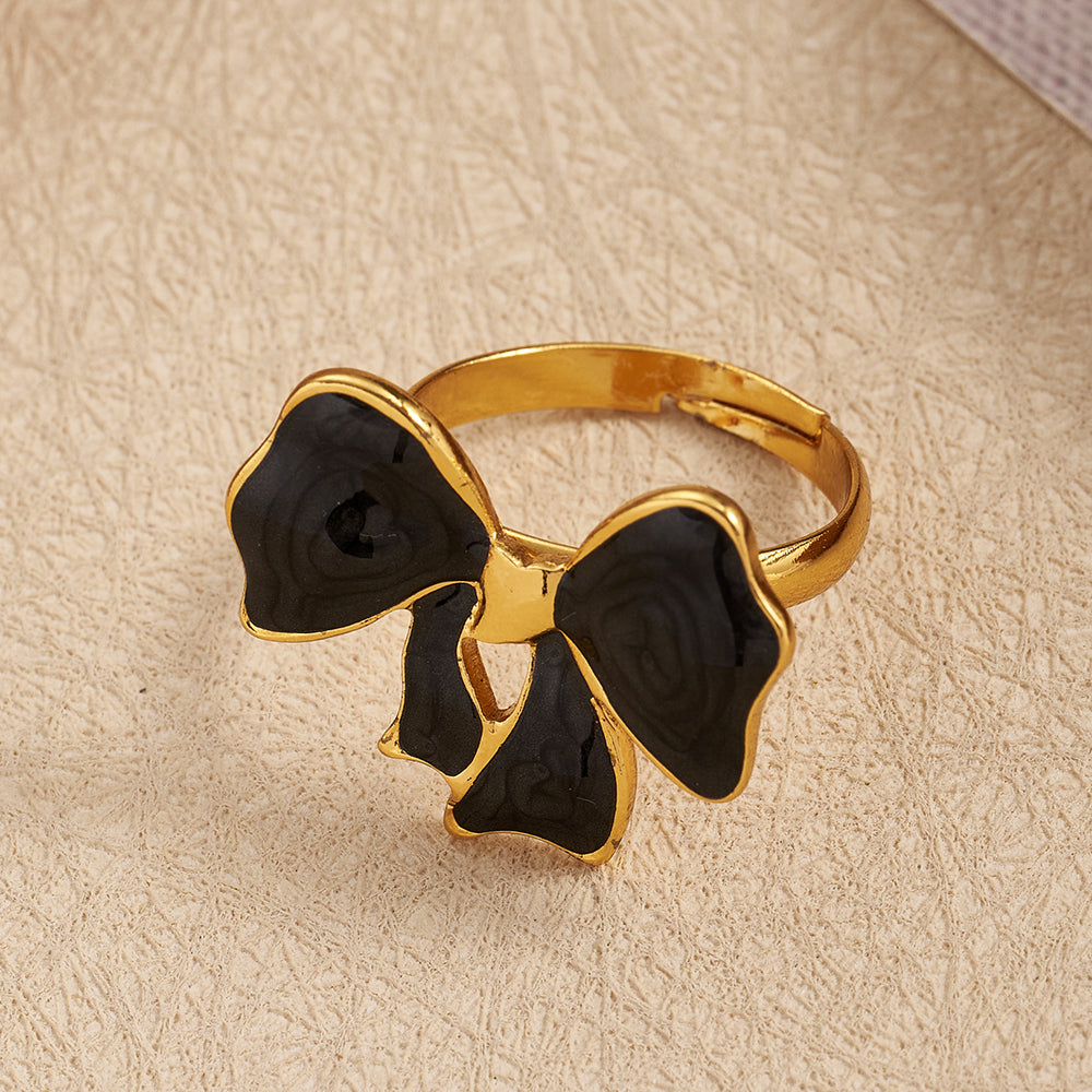 Fashionable Butterfly Knot Ring 304 Stainless Steel Electroplated Drip Oil Induction Cooking Ring For Women Casual Everyday Wear