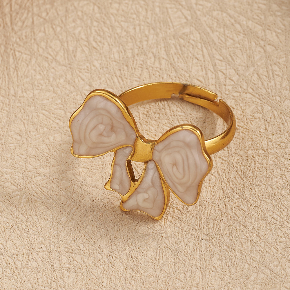 Fashionable Butterfly Knot Ring 304 Stainless Steel Electroplated Drip Oil Induction Cooking Ring For Women Casual Everyday Wear