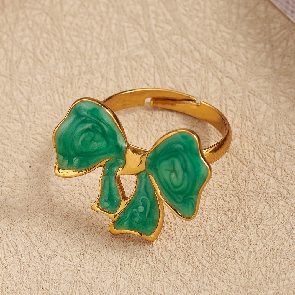 Fashionable Butterfly Knot Ring 304 Stainless Steel Electroplated Drip Oil Induction Cooking Ring For Women Casual Everyday Wear
