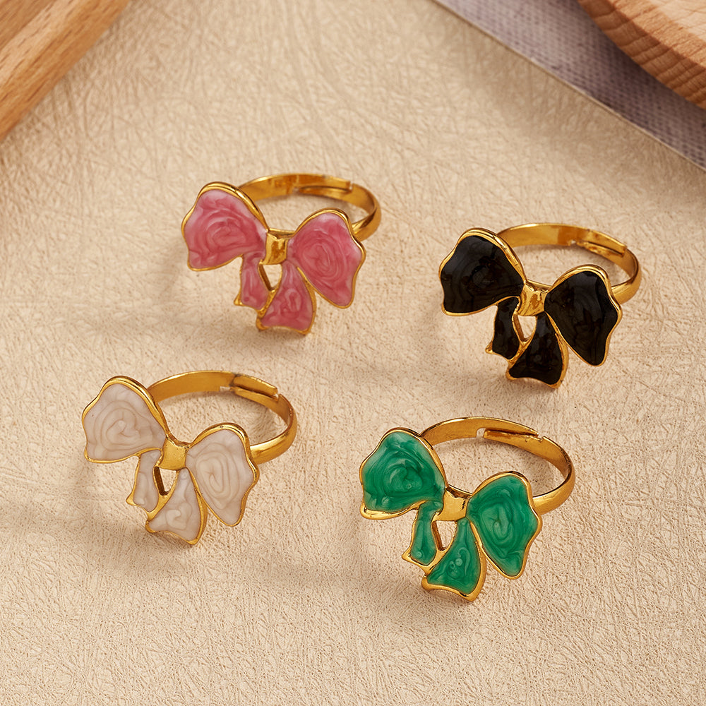 Fashionable Butterfly Knot Ring 304 Stainless Steel Electroplated Drip Oil Induction Cooking Ring For Women Casual Everyday Wear
