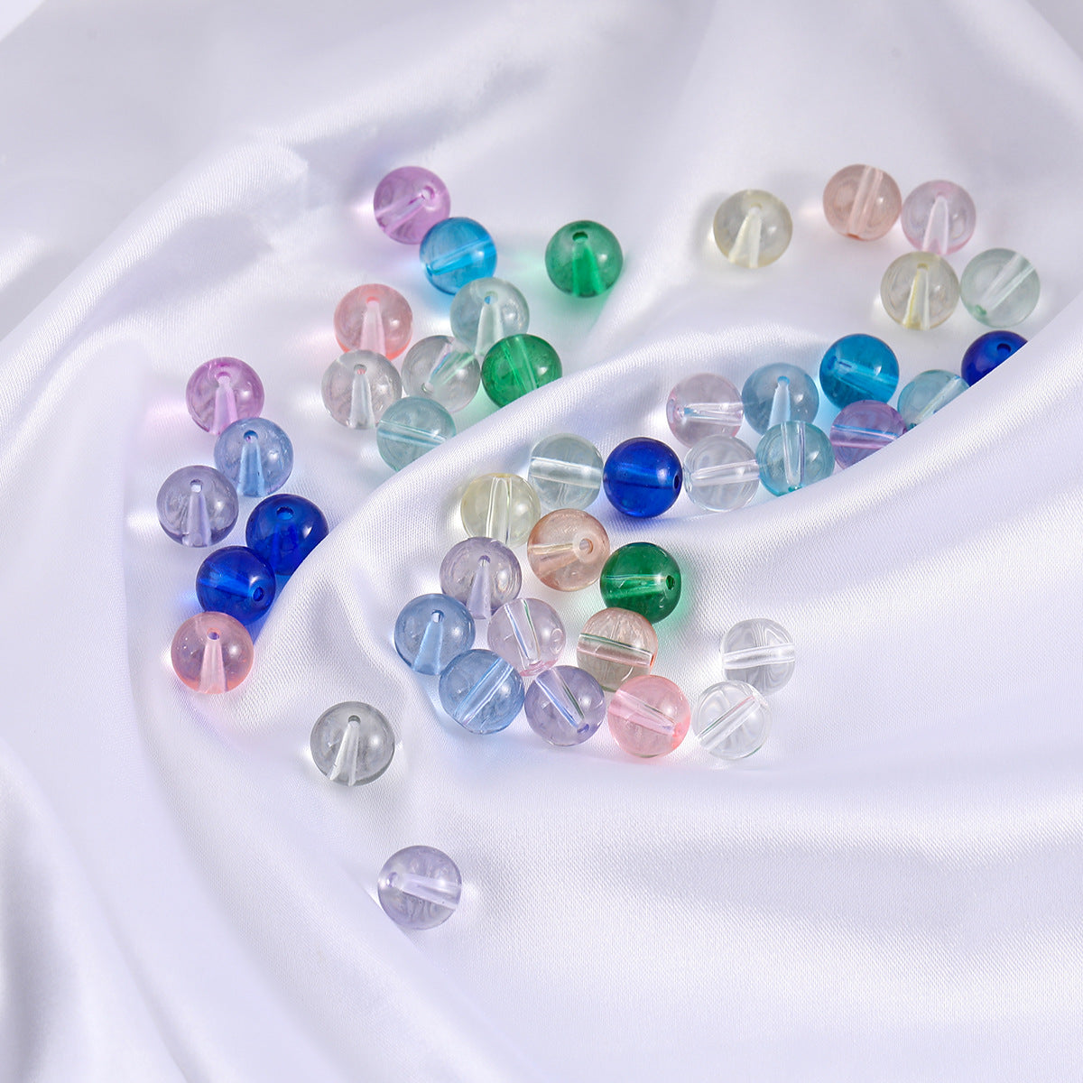 Colorful Transparent Glass Beads Ice Clear Round Loose Beads For DIY Jewelry Accessories Bracelet Material Sweet Style Painted Ball