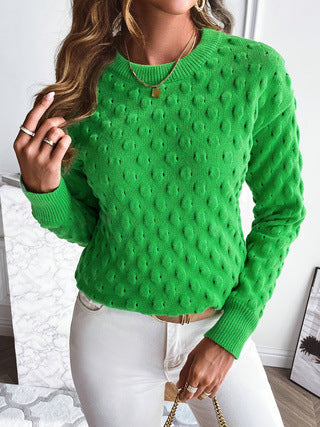 Elegant Round Neck Pullover Sweater Autumn Winter New Style  Style Long Sleeve Comfortable Polyester Fabric