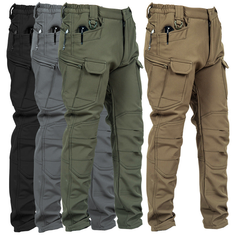 Men's Casual Solid Color Polar Fleece Casual Pants With Lapel Neckline, Featuring Shorts Co-ord Set