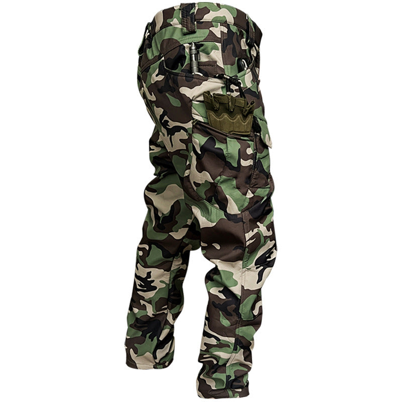 Men's Casual Solid Color Polar Fleece Casual Pants With Lapel Neckline, Featuring Shorts Co-ord Set