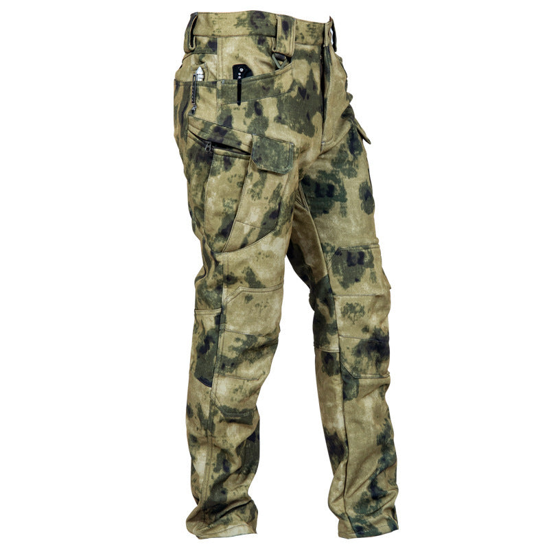 Men's Casual Solid Color Polar Fleece Casual Pants With Lapel Neckline, Featuring Shorts Co-ord Set