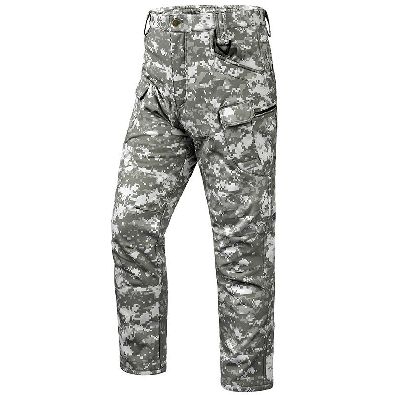 Men's Casual Solid Color Polar Fleece Casual Pants With Lapel Neckline, Featuring Shorts Co-ord Set