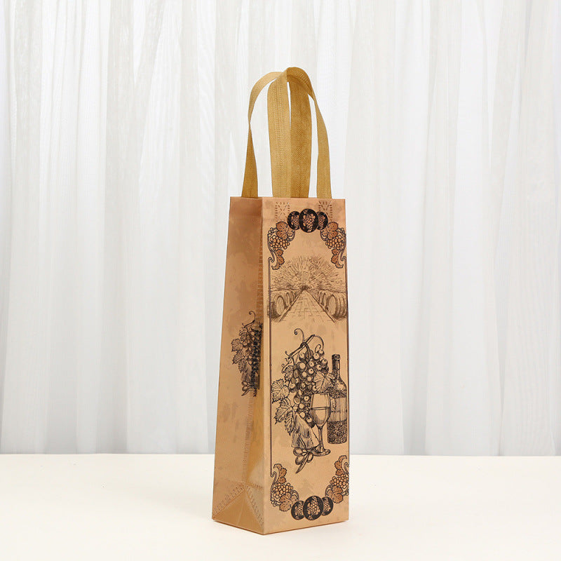 Natural Non-Woven Fabric Wine Bag Single Bottle Long Wine Bag Customizable Portable Wine Bag Eco-Friendly Wine Bag Red Wine Stopper Food Packaging Bag Fresh-Keeping Bag