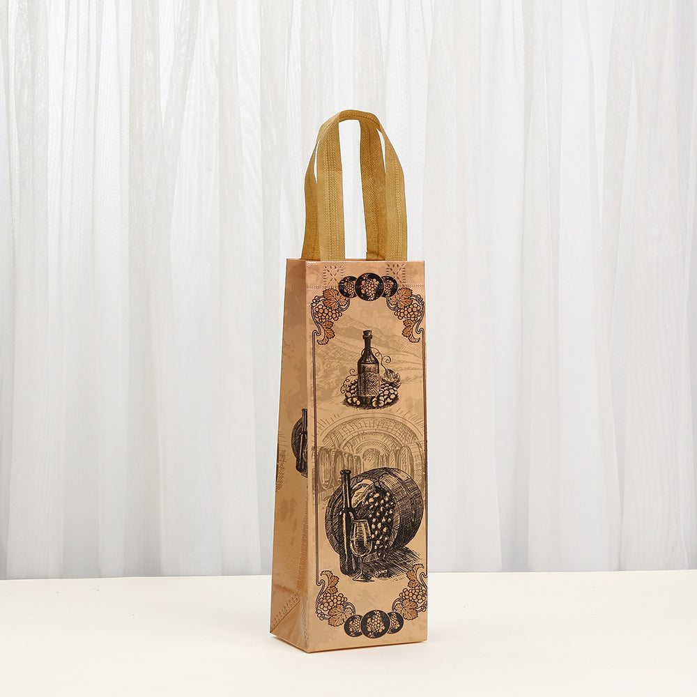 Natural Non-Woven Fabric Wine Bag Single Bottle Long Wine Bag Customizable Portable Wine Bag Eco-Friendly Wine Bag Red Wine Stopper Food Packaging Bag Fresh-Keeping Bag