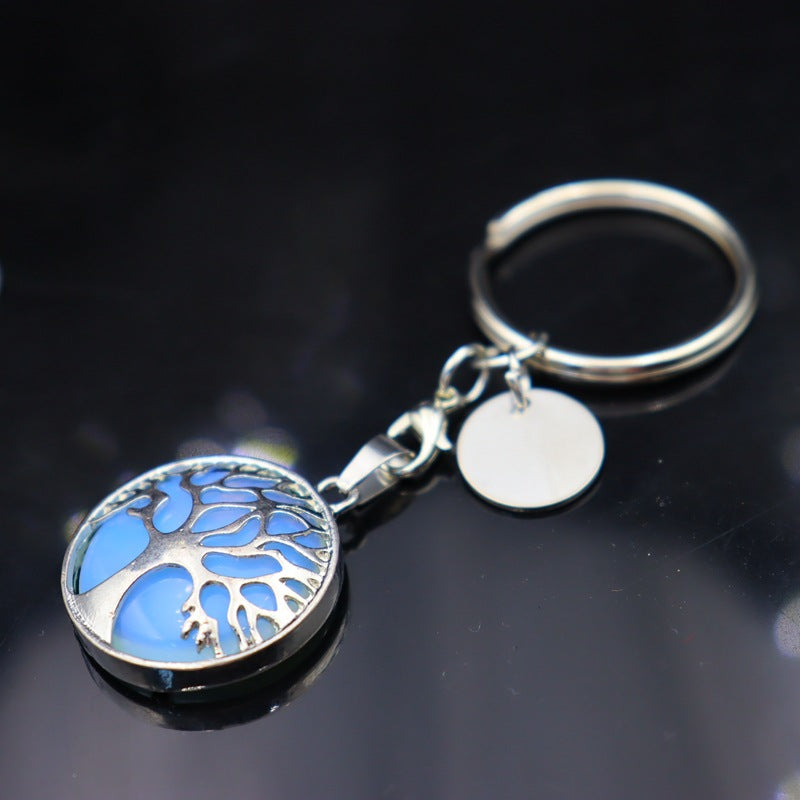 Life Tree Alloy Key Chain For Teachers' Day Featuring Turquoise Inlay