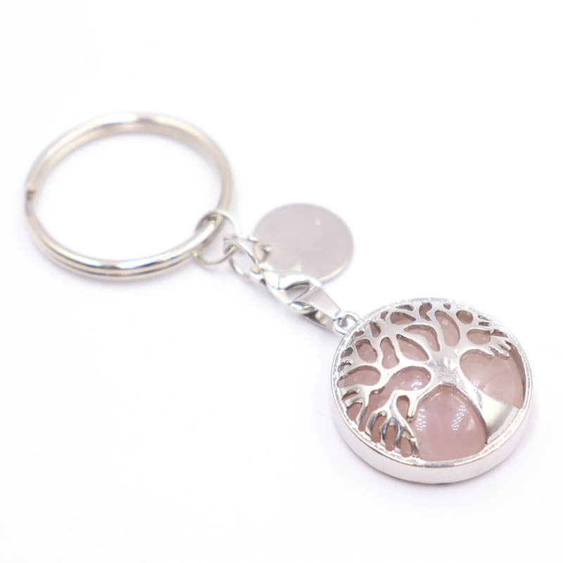 Life Tree Alloy Key Chain For Teachers' Day Featuring Turquoise Inlay