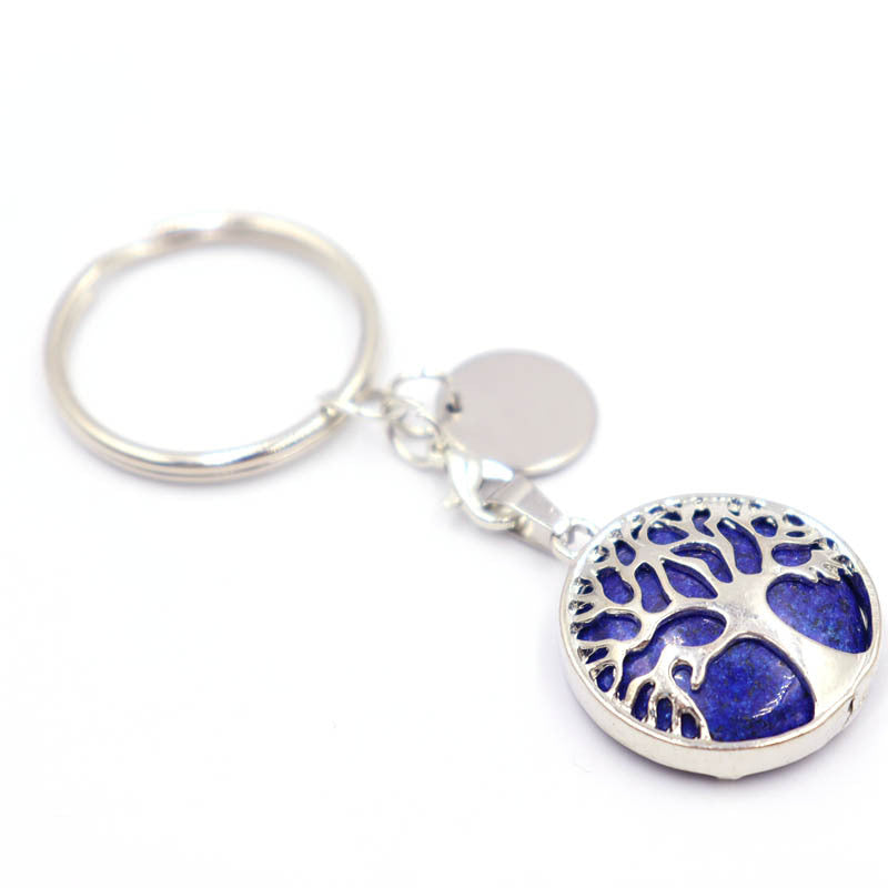 Life Tree Alloy Key Chain For Teachers' Day Featuring Turquoise Inlay