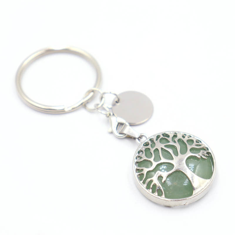 Life Tree Alloy Key Chain For Teachers' Day Featuring Turquoise Inlay